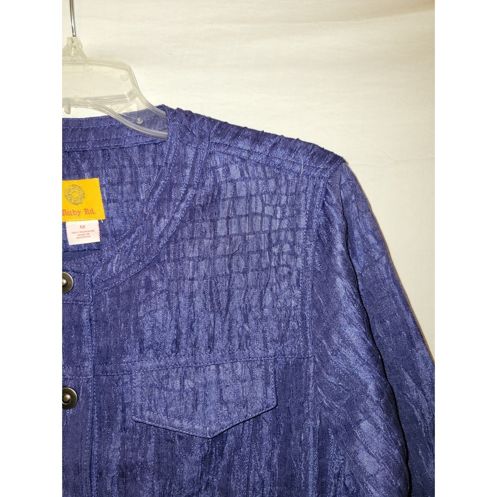Ruby Rd Jacket 12 Cobalt Button Up Crop Pockets T… - image 8